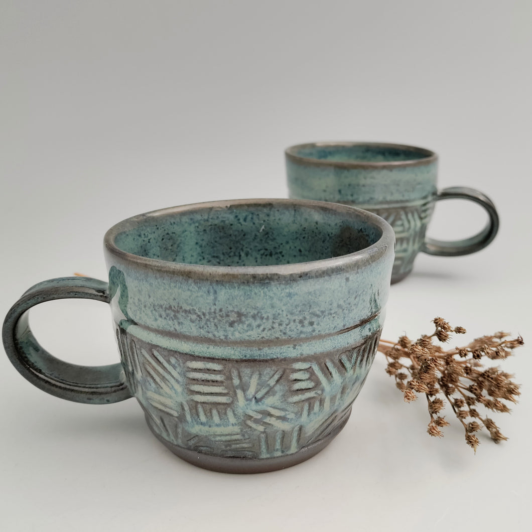 Groovy blue-green mug