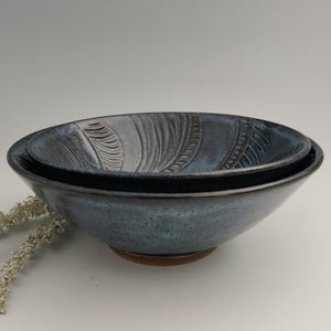 Midnight blue carved bowls