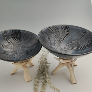 Midnight blue carved bowls