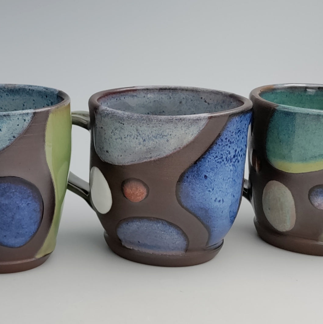 Mug -color blocks on dark clay