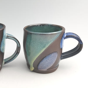 Mug -color blocks on dark clay