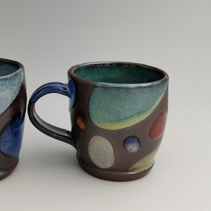 Mug -color blocks on dark clay