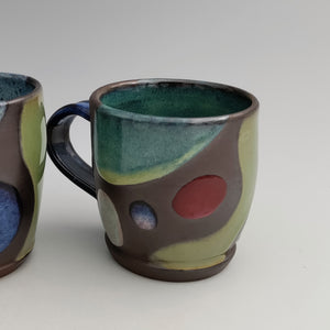 Mug -color blocks on dark clay