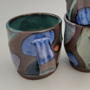 Mug -color blocks on dark clay