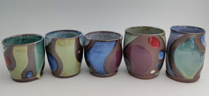 Mug -color blocks on dark clay