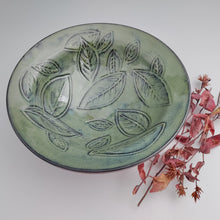 Load image into Gallery viewer, Leafy green bowl, red clay
