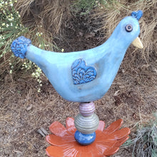 Load image into Gallery viewer, Garden art -blue chicken
