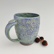 Load image into Gallery viewer, Crazy quilt mug blue-green
