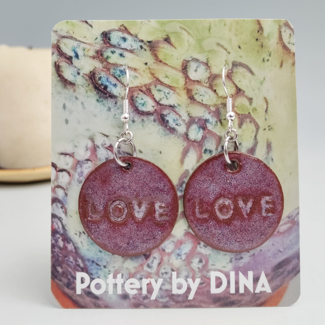 Love circle earrings -purple rose