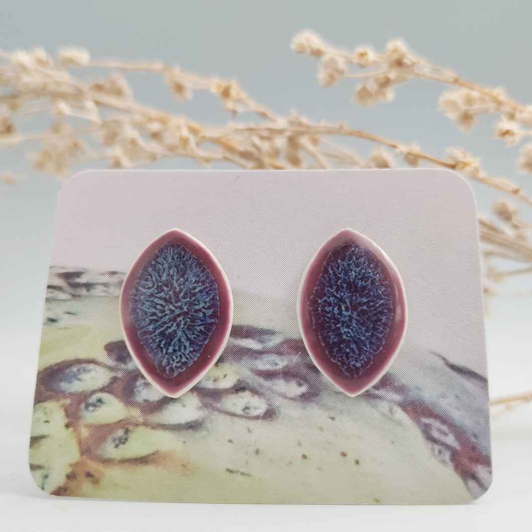 Melty purple & blue earring studs