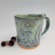 Load image into Gallery viewer, Carved green mug
